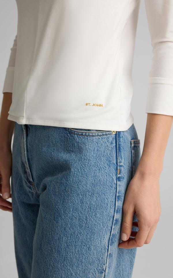 St. John Polished Jersey V-Neck Top IV00