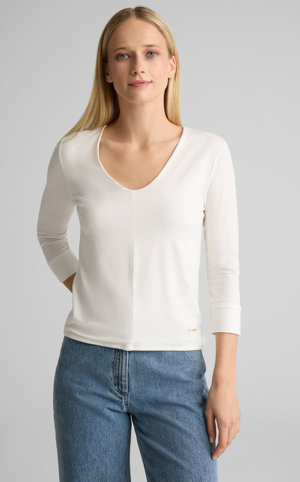 st. john Polished Jersey V-Neck Top IV00