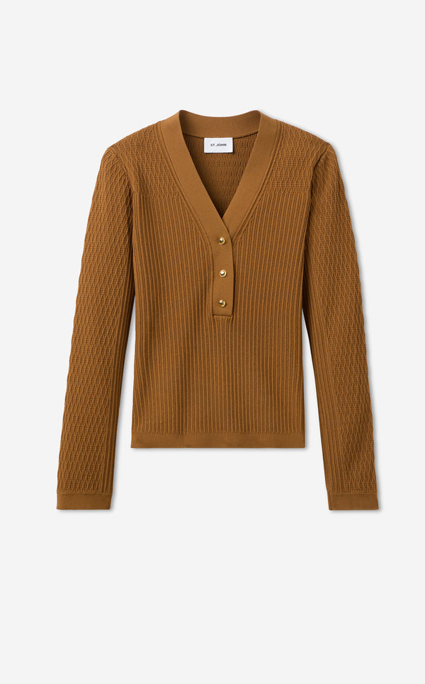 St. John Remy Sweater In Fine Mixed Rib Knit CINA