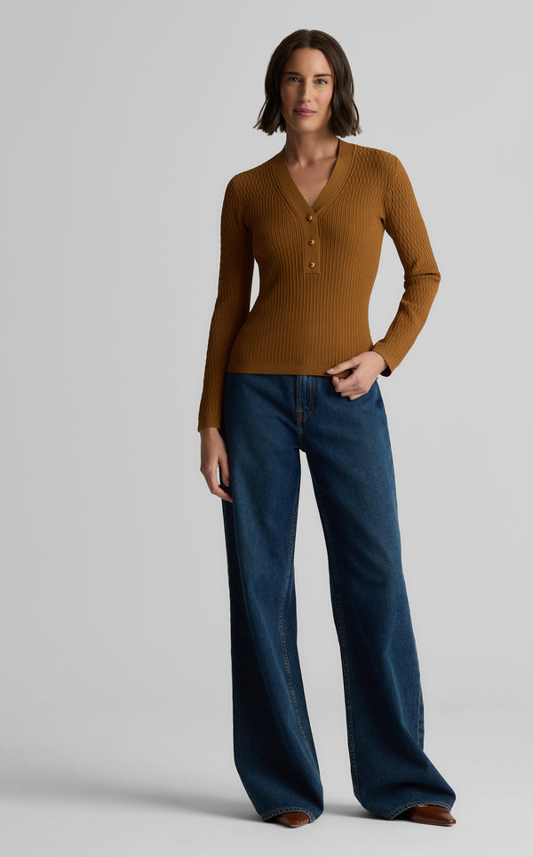 st. john Remy Sweater in Fine Mixed Rib Knit CINA