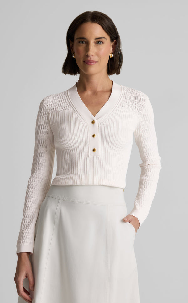 st. john Remy Sweater in Fine Mixed Rib Knit IV00