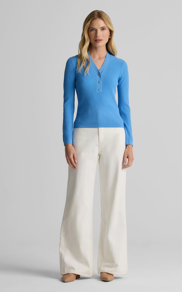 st. john Remy Sweater in Fine Mixed Rib Knit PERI