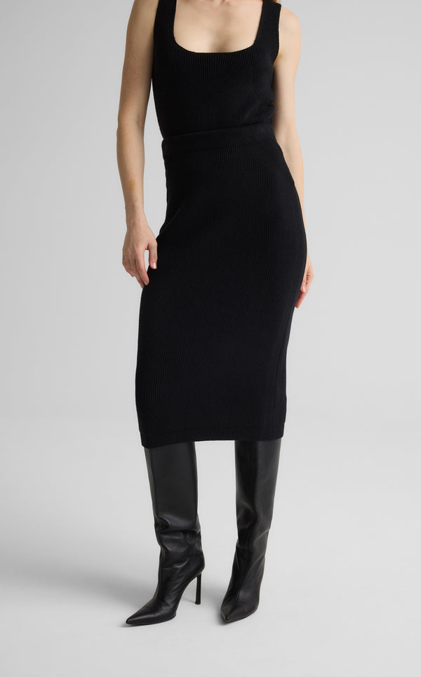 St. John Rhea Skirt In Redondo Rib Knit BK00