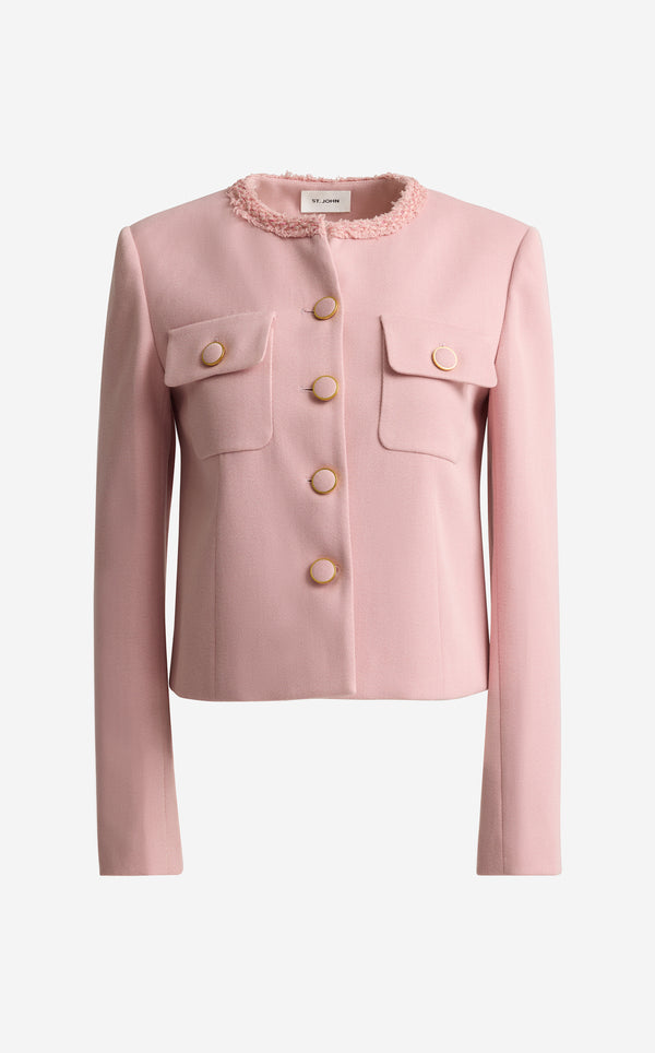 St. John Rita Jacket In Stretch Twill Suiting PINK