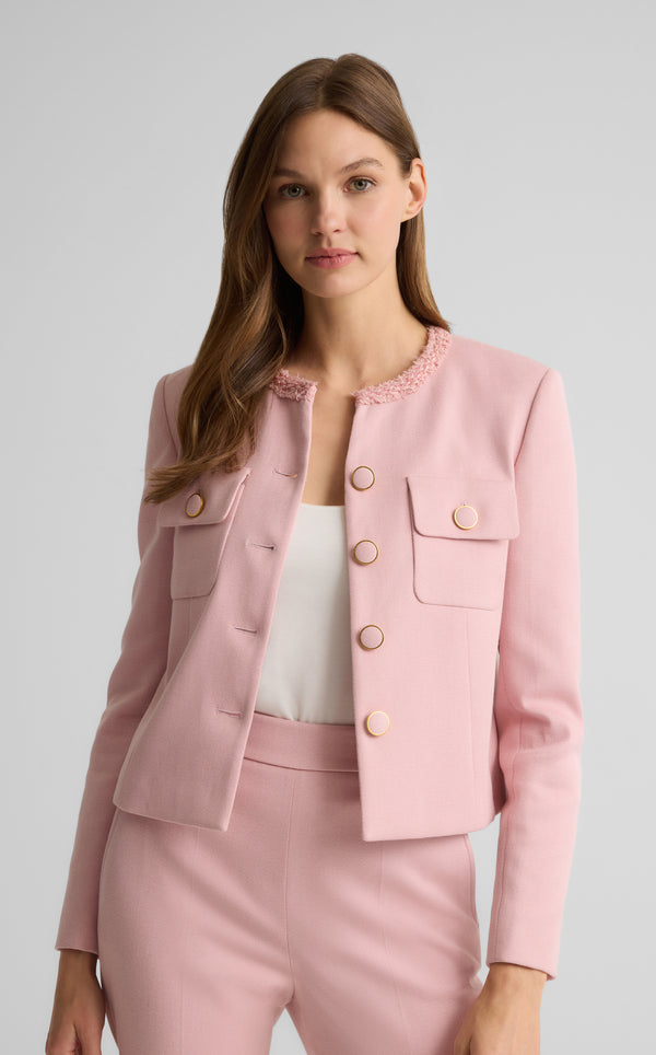 St. John Rita Jacket In Stretch Twill Suiting PINK