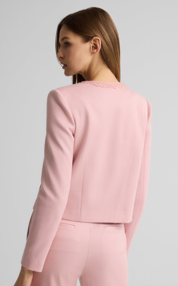 St. John Rita Jacket In Stretch Twill Suiting PINK