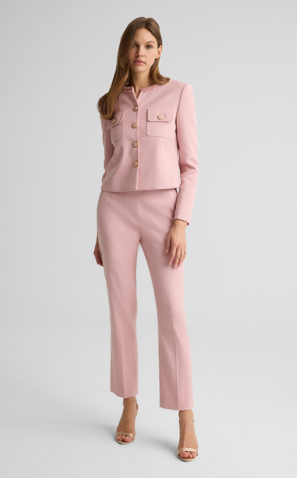 st. john Rita Jacket in Stretch Twill Suiting PINK