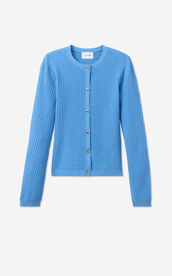 St. John River Cardigan In Fine Mixed Knit PERI