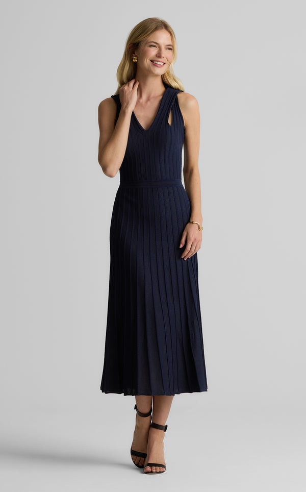 st. john Robin Dress in Open Rib Knit NV00