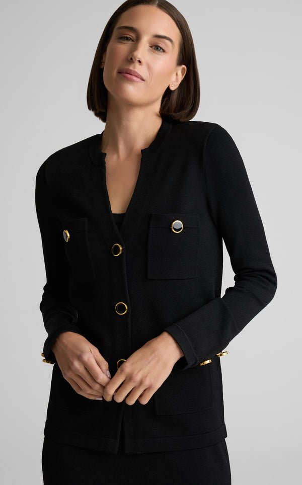 St. John Santiago Knit Button Jacket BK00