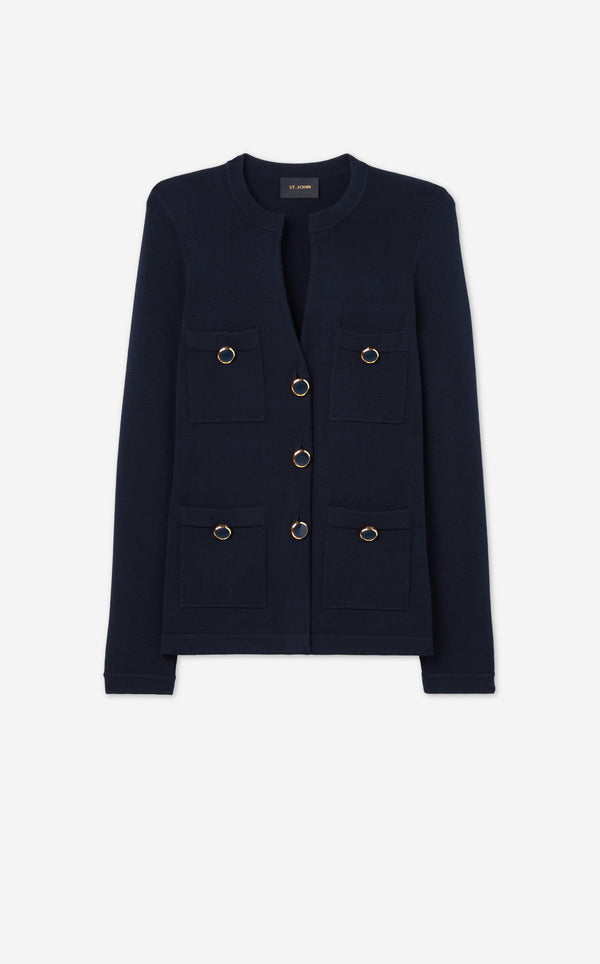 St. John Santiago Knit Button Jacket MIDN