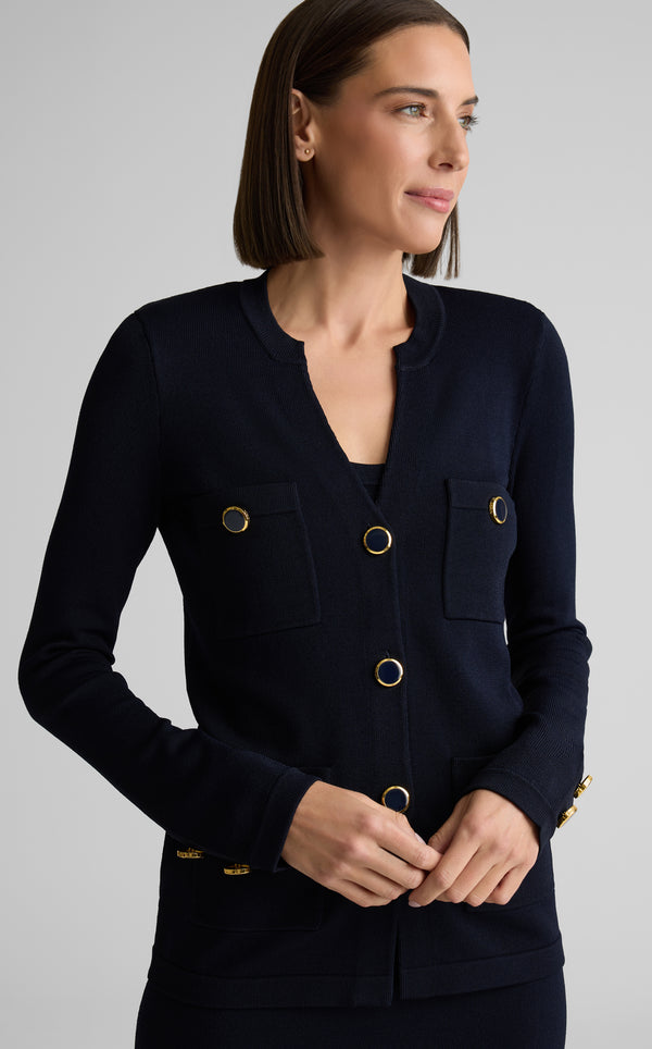St. John Santiago Knit Button Jacket MIDN