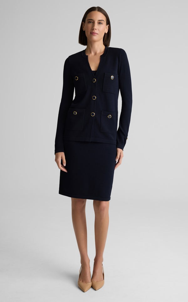 st. john Santiago Knit Button Jacket MIDN