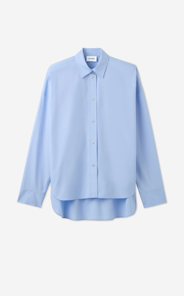 St. John Sharon Blouse In Cotton Poplin CISB
