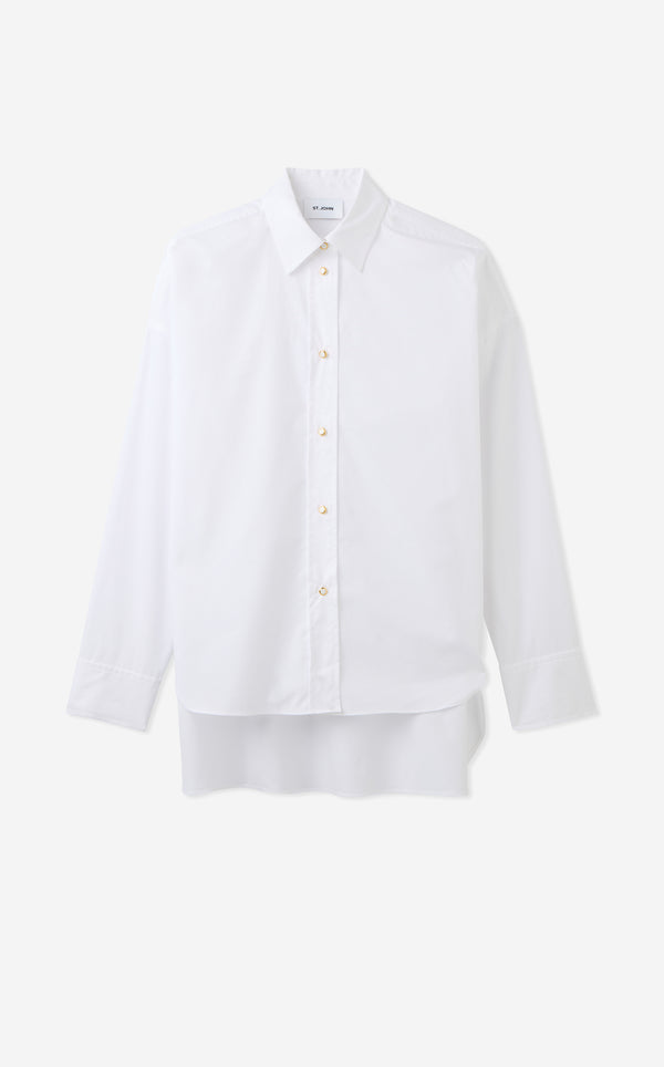 St. John Sharon Blouse In Cotton Poplin CLSW
