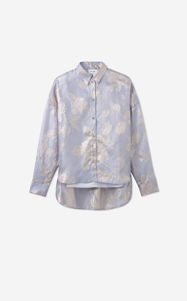 St. John Sharon Top In Floral Jacquard BULG