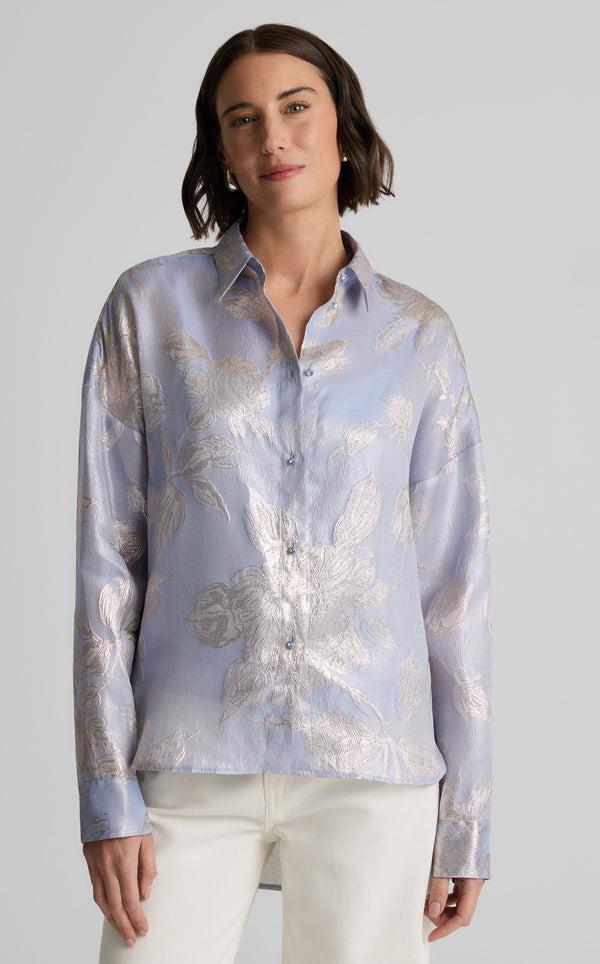 St. John Sharon Top In Floral Jacquard BULG