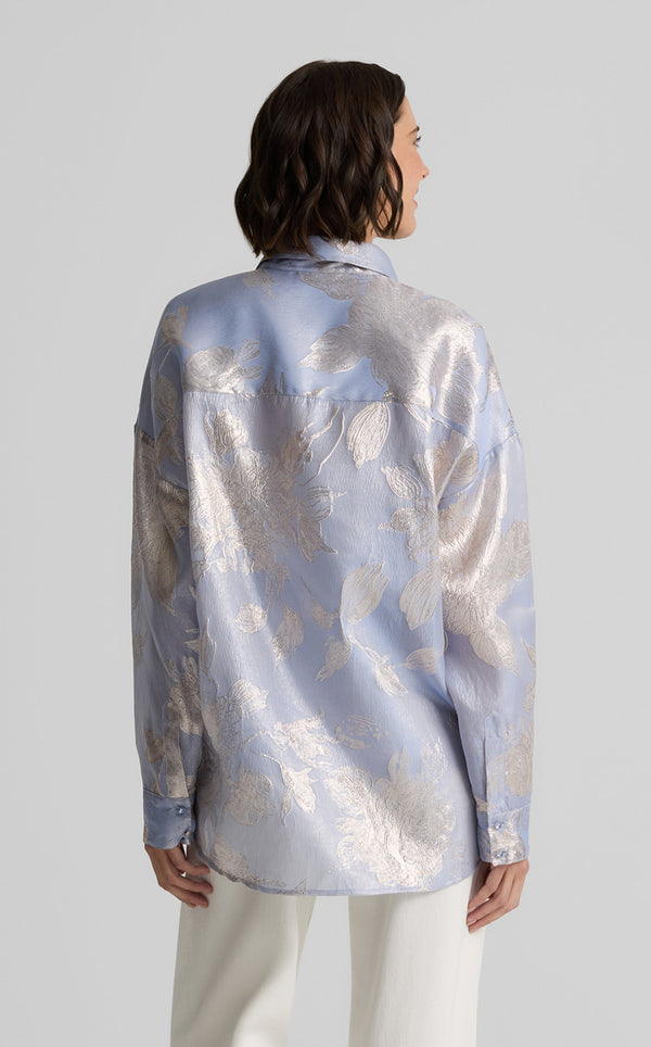 St. John Sharon Top In Floral Jacquard BULG