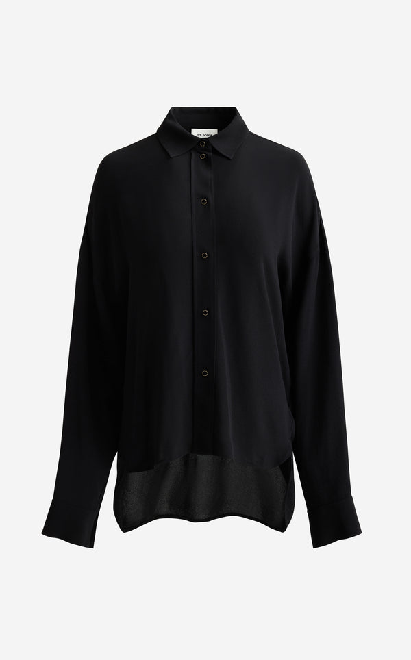 St. John Sharon Top In Silk Crepe BK00