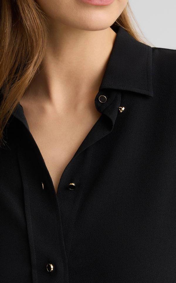 St. John Sharon Top In Silk Crepe BK00