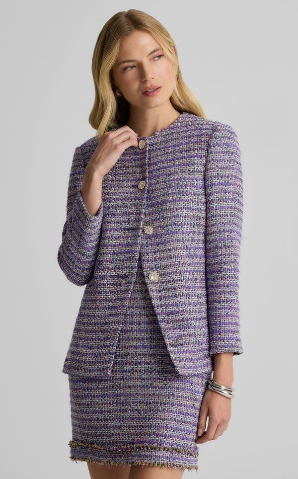 St. John Shelby Jacket In Lenox Tweed VLVM