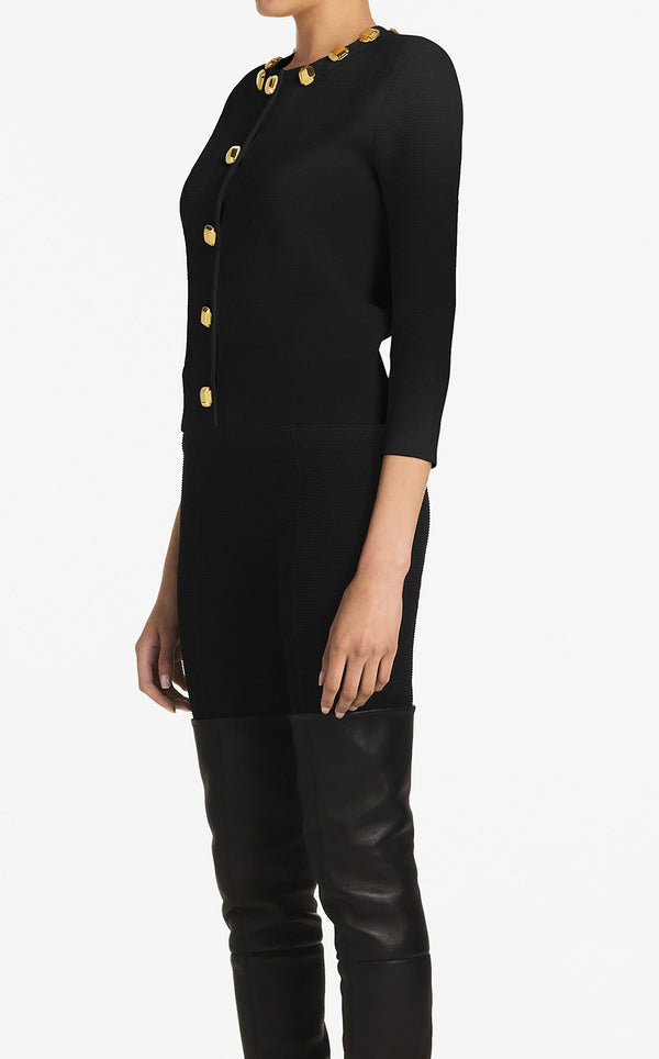St. John Studded Pique Knit Cardigan BK00