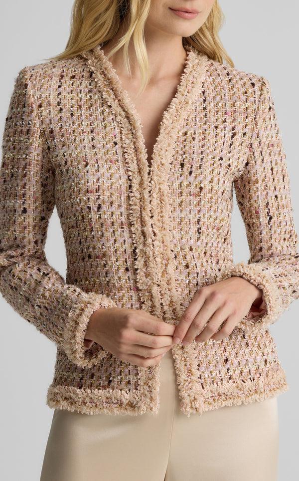 St. John Susan Jacket In Metallic Tweed PWRA
