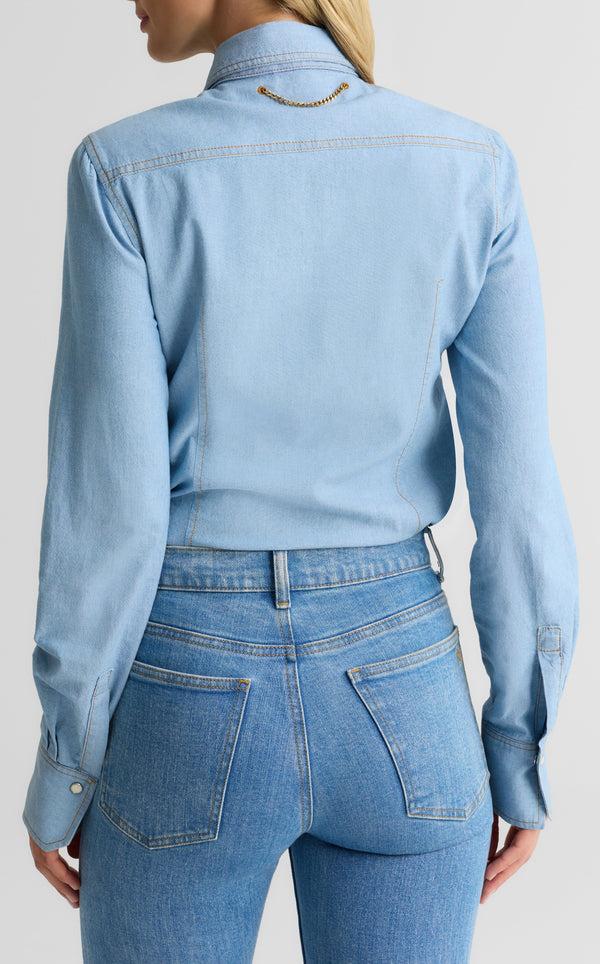 St. John Tamara Blouse In Chambray LIDW