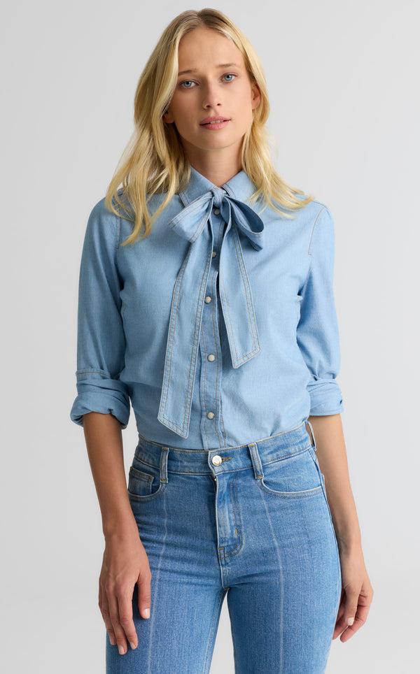 st. john Tamara Blouse In Chambray LIDW