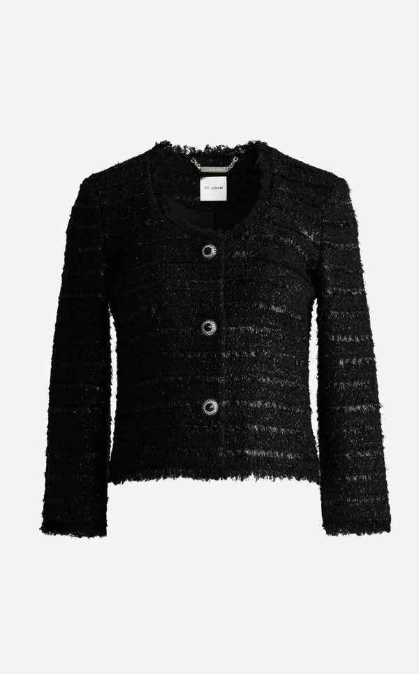 St. John Ulyissa Jacket In Noir Tweed BK00