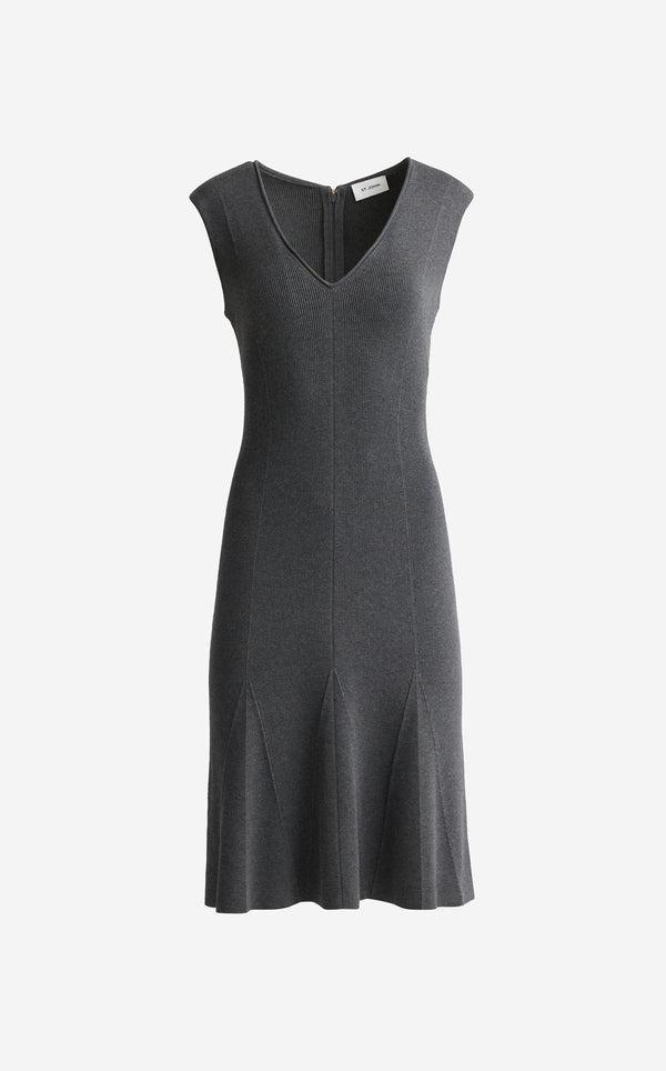 St. John Velma Dress In Engineered Rib Knit DGMG