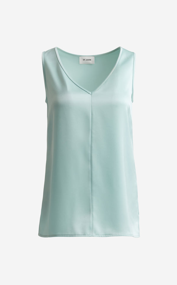 St. John Vera Top In Liquid Satin AQUA