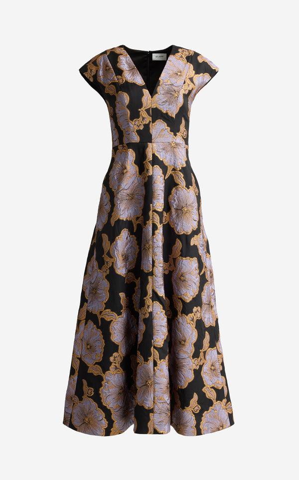 St. John Vida Dress In Poppy Floral Jacquard BLHM