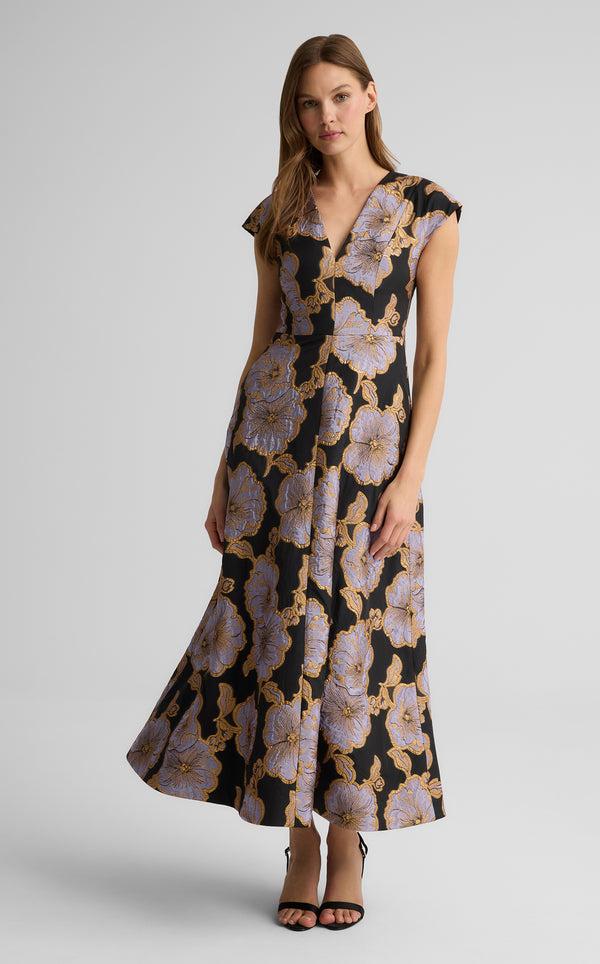 st. john Vida Dress in Poppy Floral Jacquard BLHM