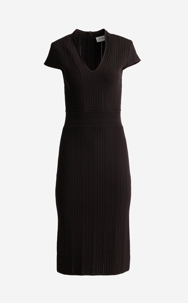 St. John Viola Dress In Robinson Rib Knit MOCH