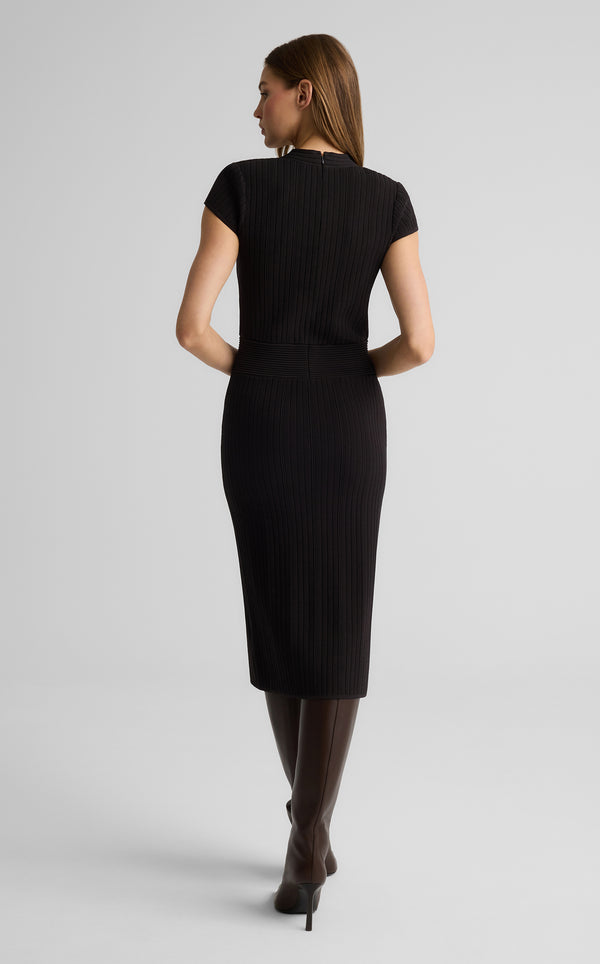 St. John Viola Dress In Robinson Rib Knit MOCH