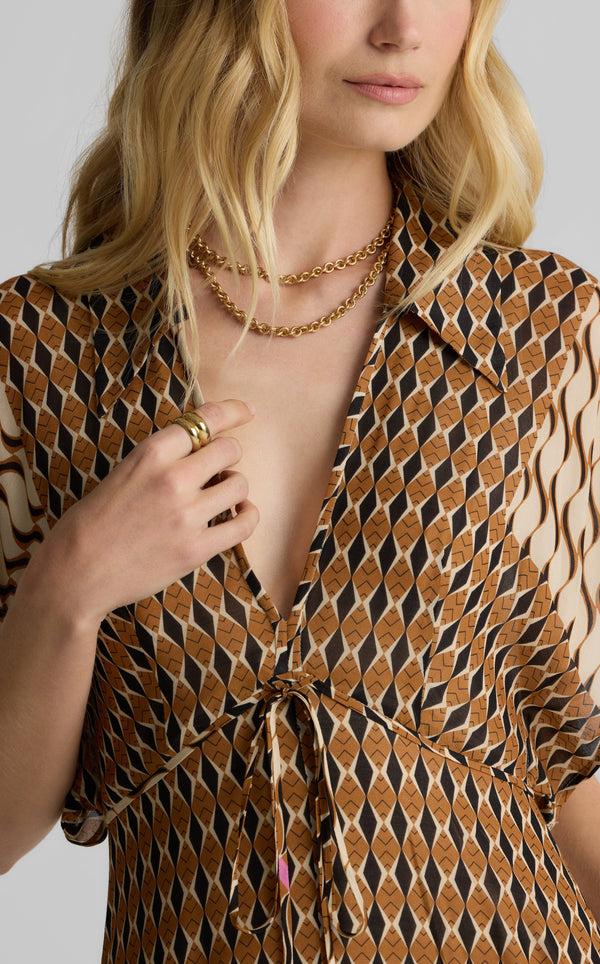 St. John Whitney Dress In Desert Mosaic Print ECCN