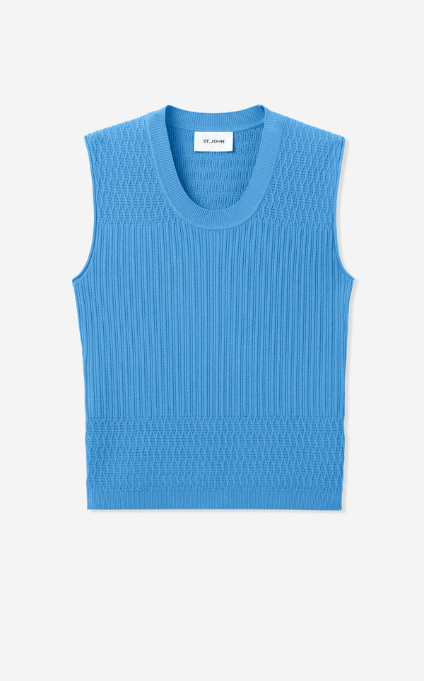 St. John Wren Shell In Fine Mixed Rib Knit PERI