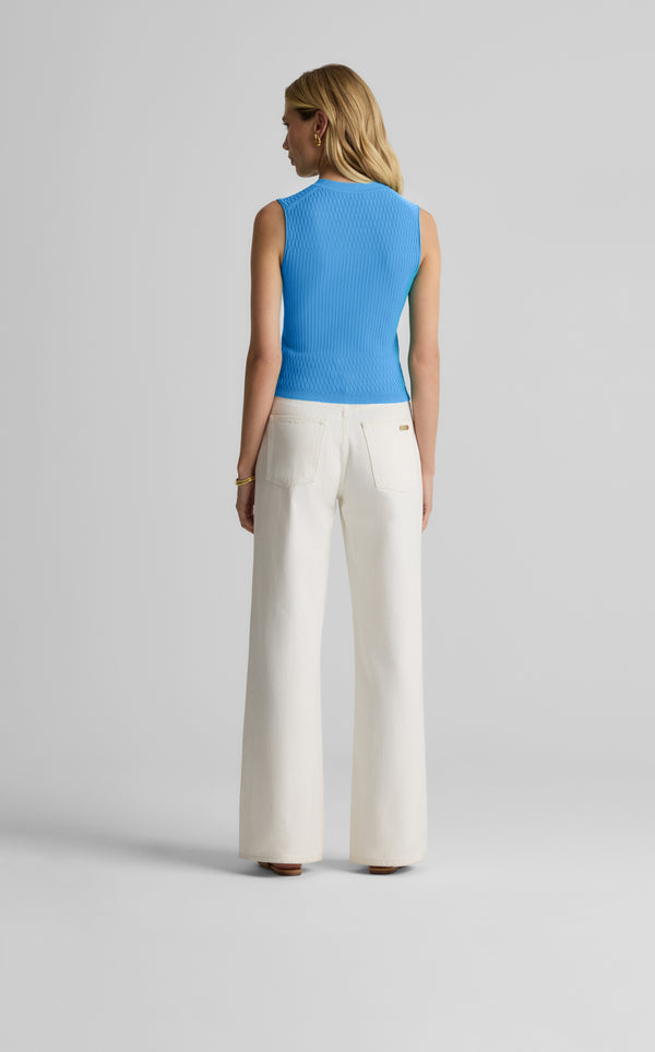 St. John Wren Shell In Fine Mixed Rib Knit PERI