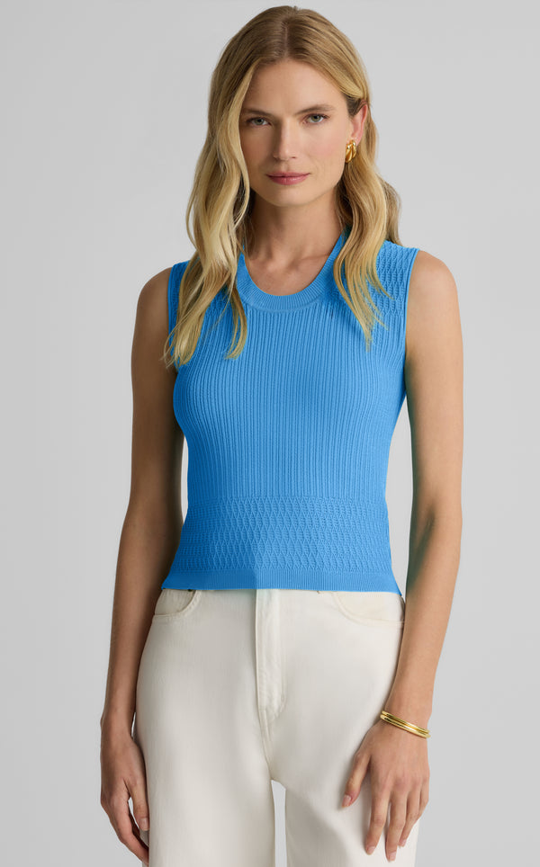 st. john Wren Shell in Fine Mixed Rib Knit PERI