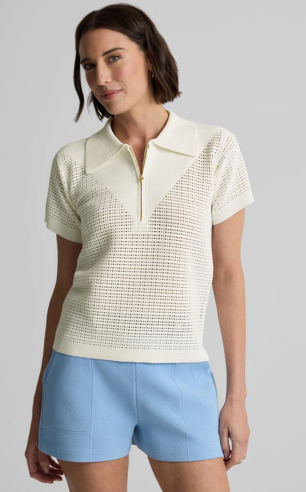 St. John Sydney Top In St. John X Malbon Open Knit WH00