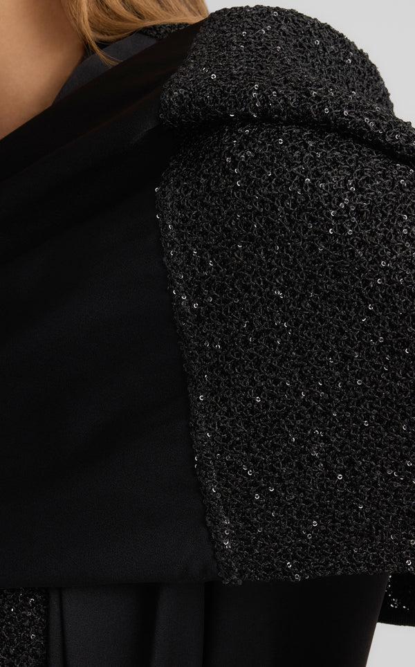 St. John Wrenly Wrap In Lightweight Crepe And Knit Sequn BK00