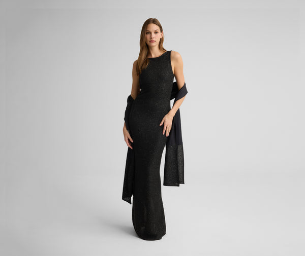 St. John Wrenly Wrap In Lightweight Crepe And Knit Sequn BK00