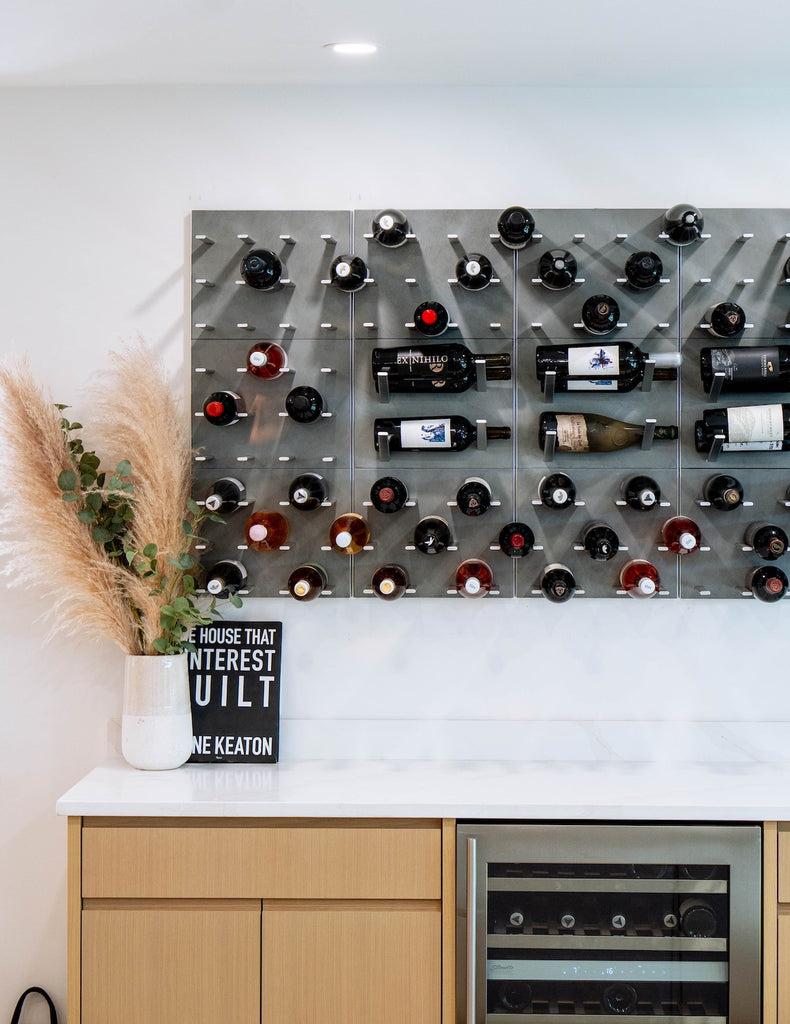 Stact Premium Label Display Wine Racks - Polished Concrete & Satin Silver Anodized Aluminum