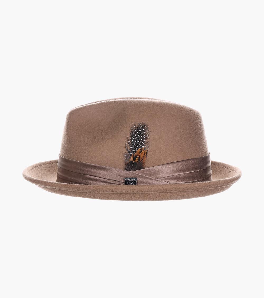 Stacy Adams Ash Fedora Crushable Wool Felt Pinch Front Hat Men’s Hats
