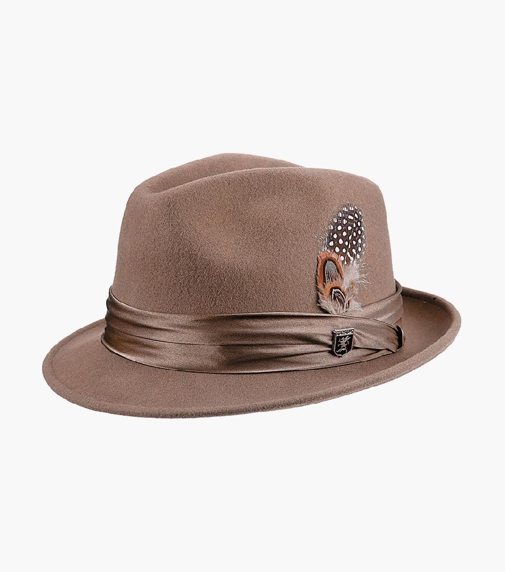 stacy adams Ash Fedora Crushable Wool Felt Pinch Front Hat Men’s Hats