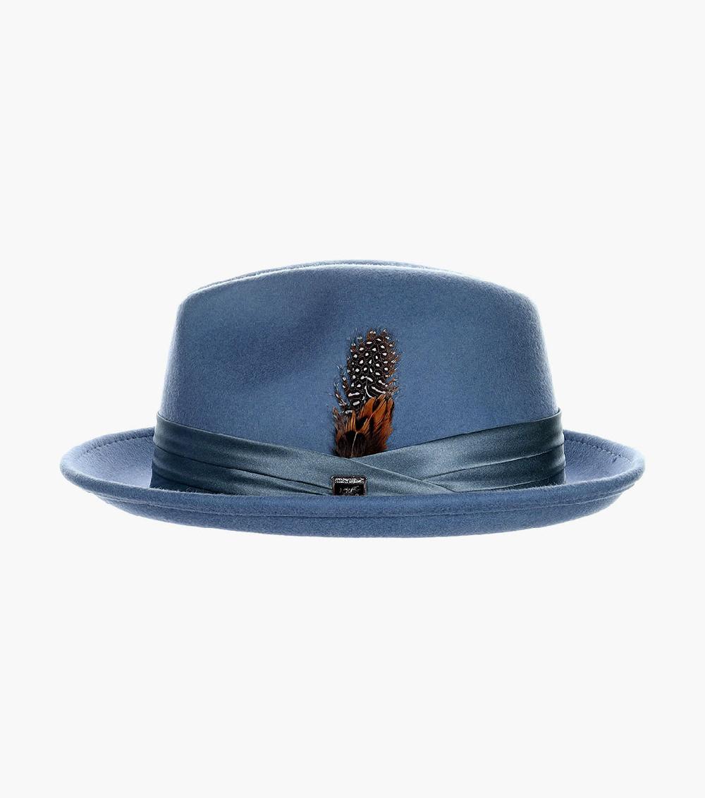 Stacy Adams Ash Fedora Crushable Wool Felt Pinch Front Hat Men’s Hats