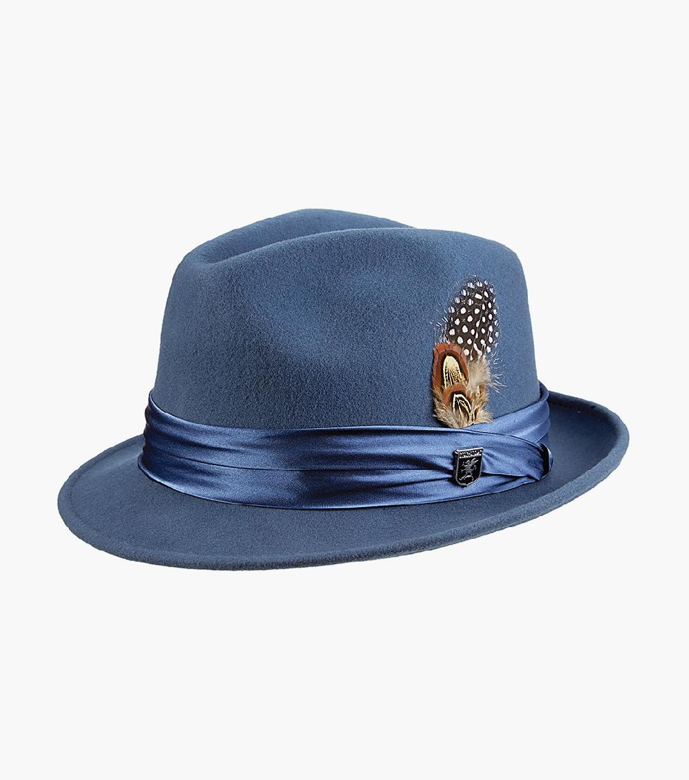 stacy adams Ash Fedora Crushable Wool Felt Pinch Front Hat Men’s Hats