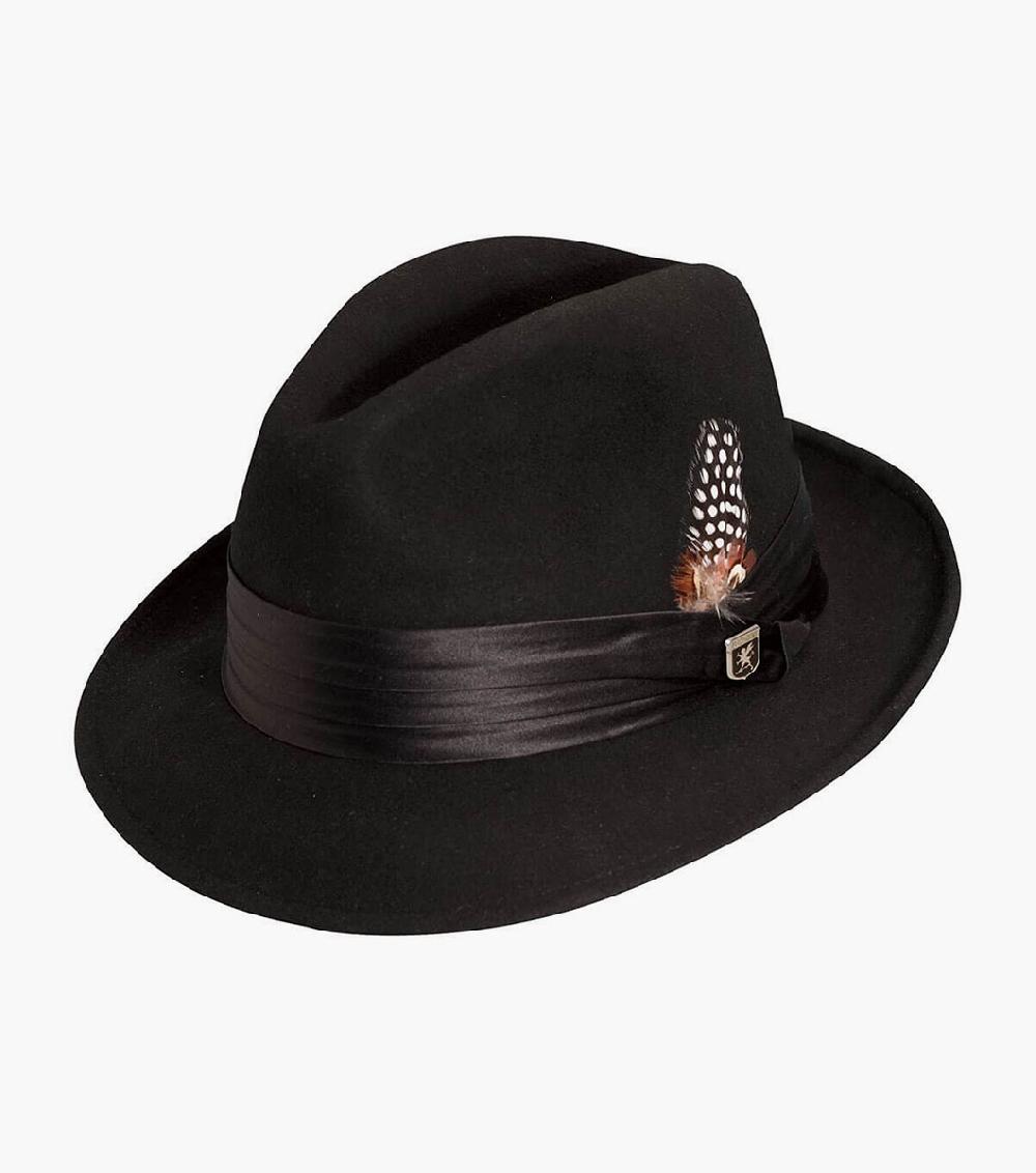 stacy adams Ash Fedora Crushable Wool Felt Pinch Front Hat Men’s Hats