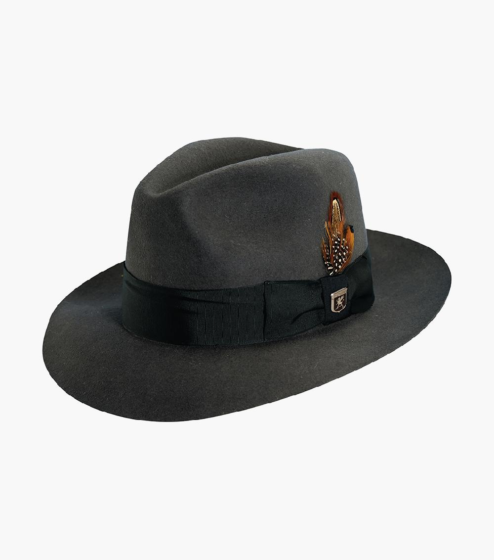 stacy adams August Fedora Wool Felt Pinch Front Hat Men’s Hats